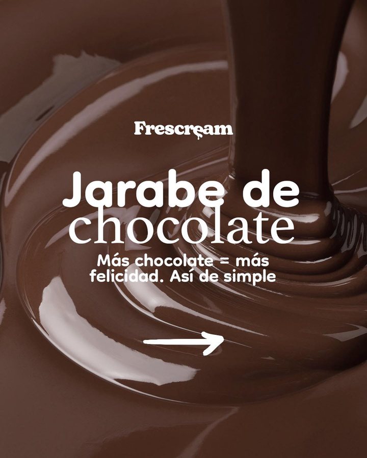 FresCream Instagram post (Apr 19, 2026): chocolate syrup topping carousel