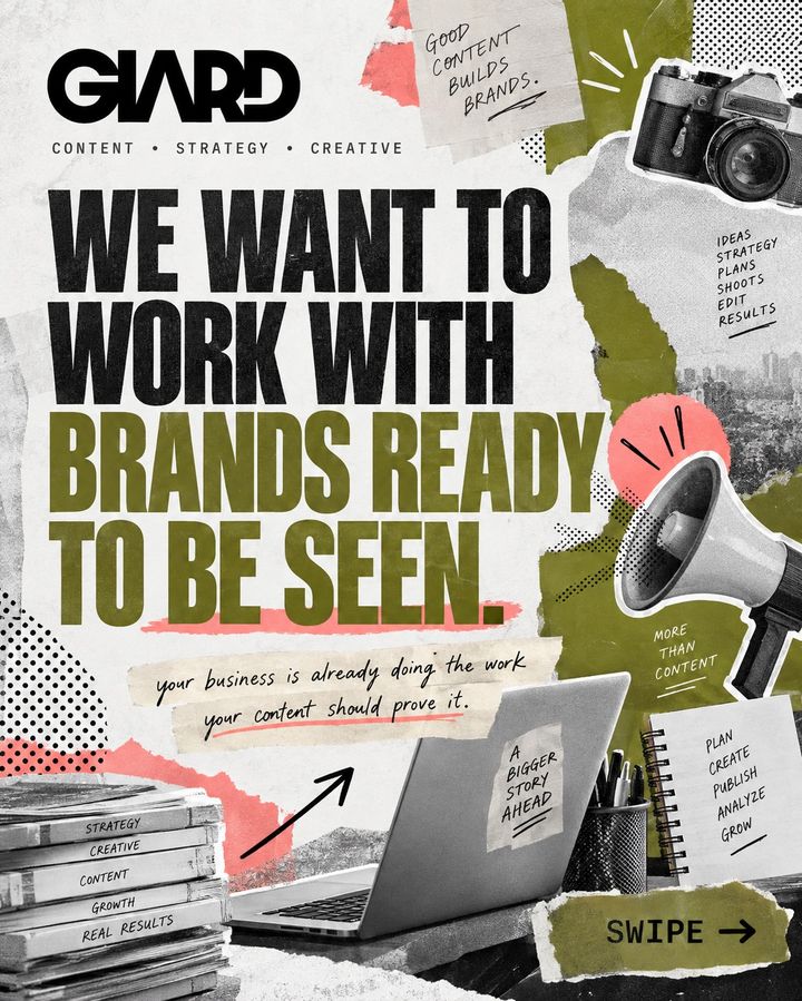 GIARD Instagram post: Your business is already doing the work. Your content should prove it. 📢